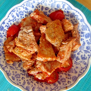豚ブロック生姜煮トマト炒め